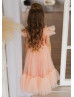 Peach Tulle Latest Flower Girl Dress